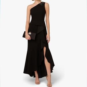 Adrianna Papell Women's Beaded Knit Crepe Gown - One Shoulder